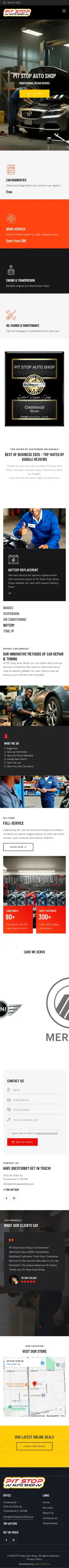 Auto repair shop website with online booking built by Web Smith for Pit Stop Auto Shop