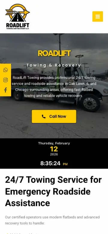 Mobile-first towing company website built by Web Smith for Road Lift Towing