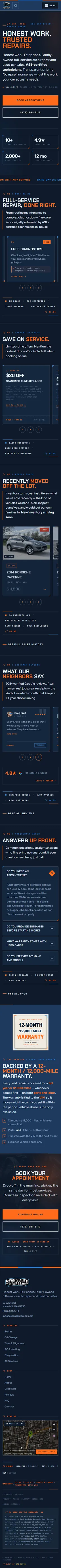 Mobile auto repair website built by Web Smith for Sean's Auto Repair